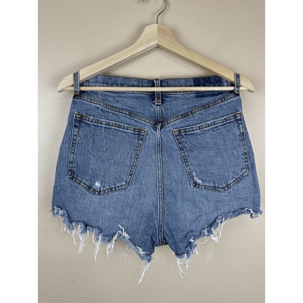 Abercrombie & Fitch Women’s 29/8 Ultra High Rise Mom Short Distressed Denim Blue - Picture 3 of 9